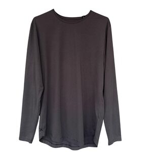 Cuts Shirt Mens Large Gray PYCA Pro Curve-Hem Long Sleeve Crewneck Stretch Tee